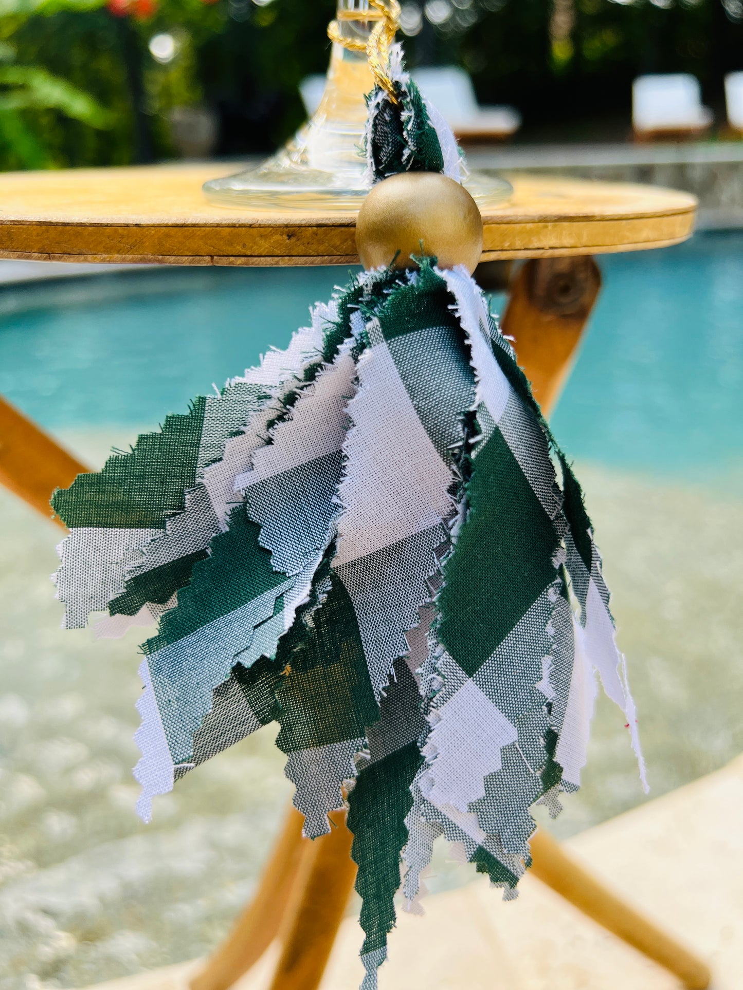 Green & White Tassels
