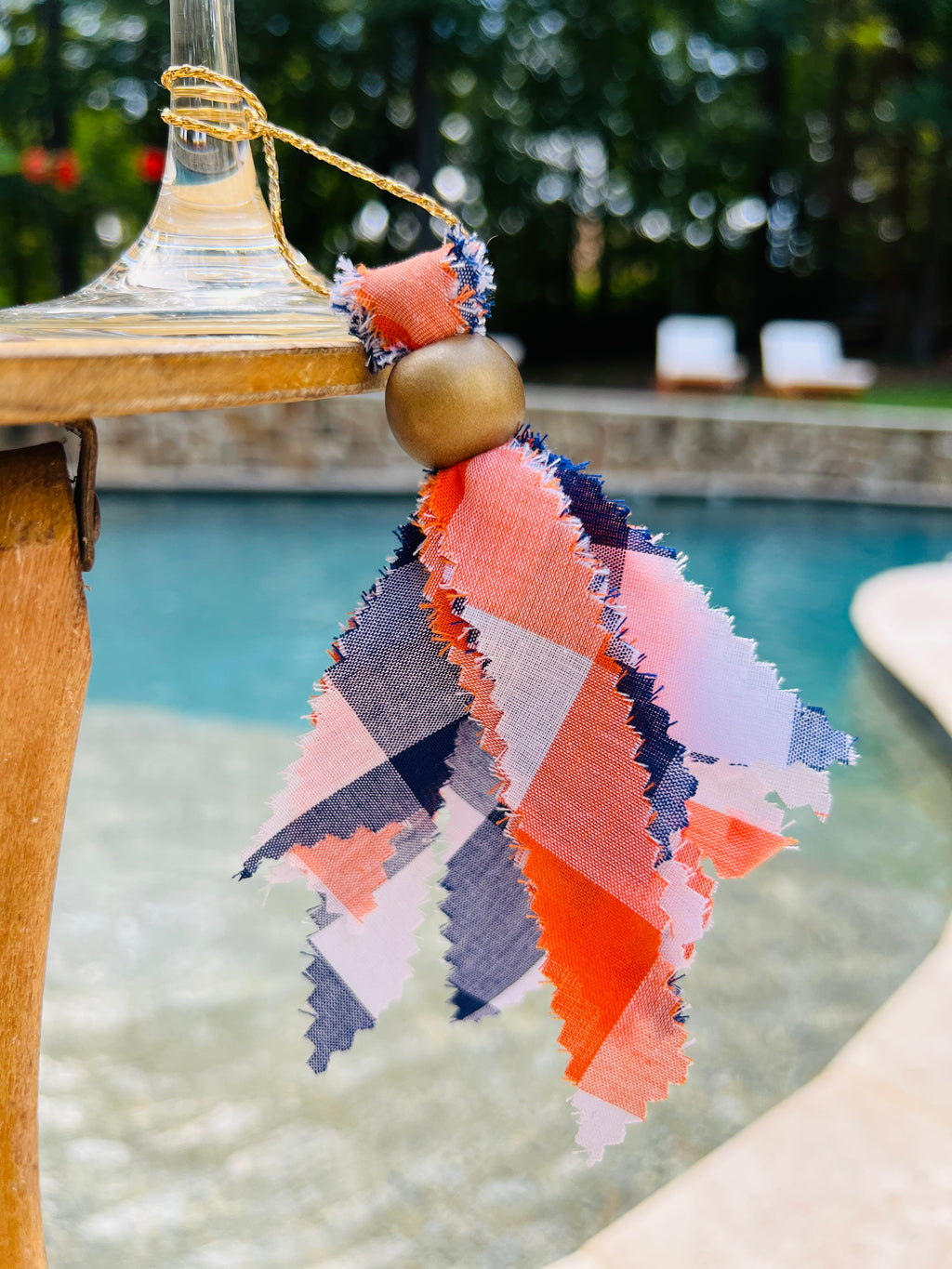 Navy Blue & White Tassels