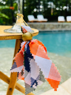 Navy Blue & White Tassels