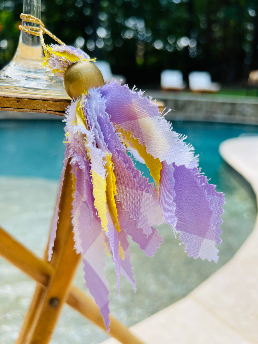 Navy Blue & White Tassels