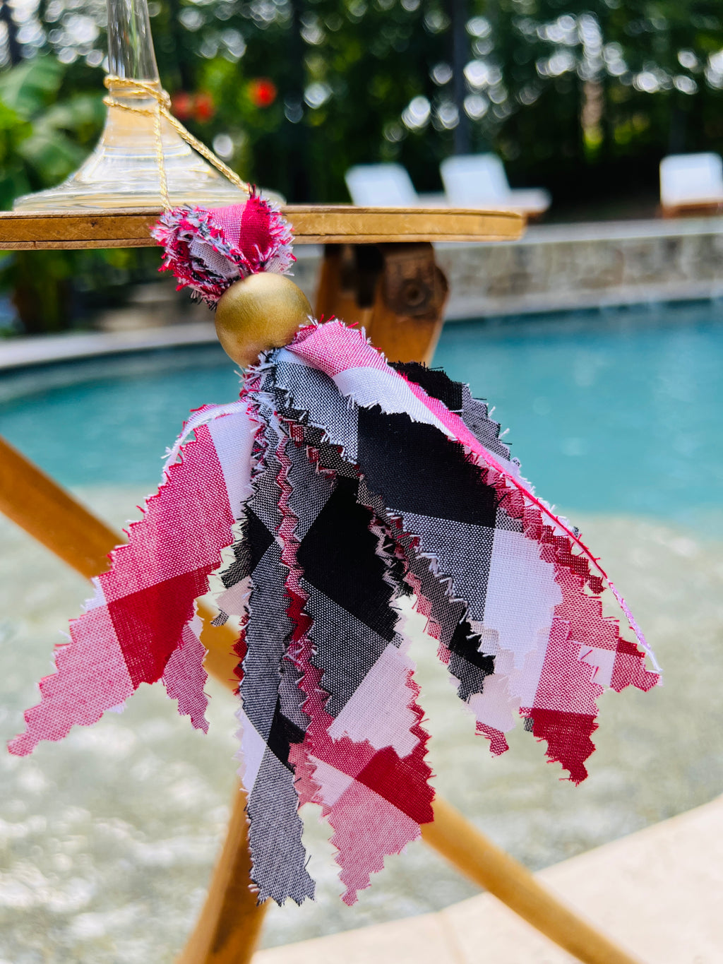 Navy Blue & White Tassels