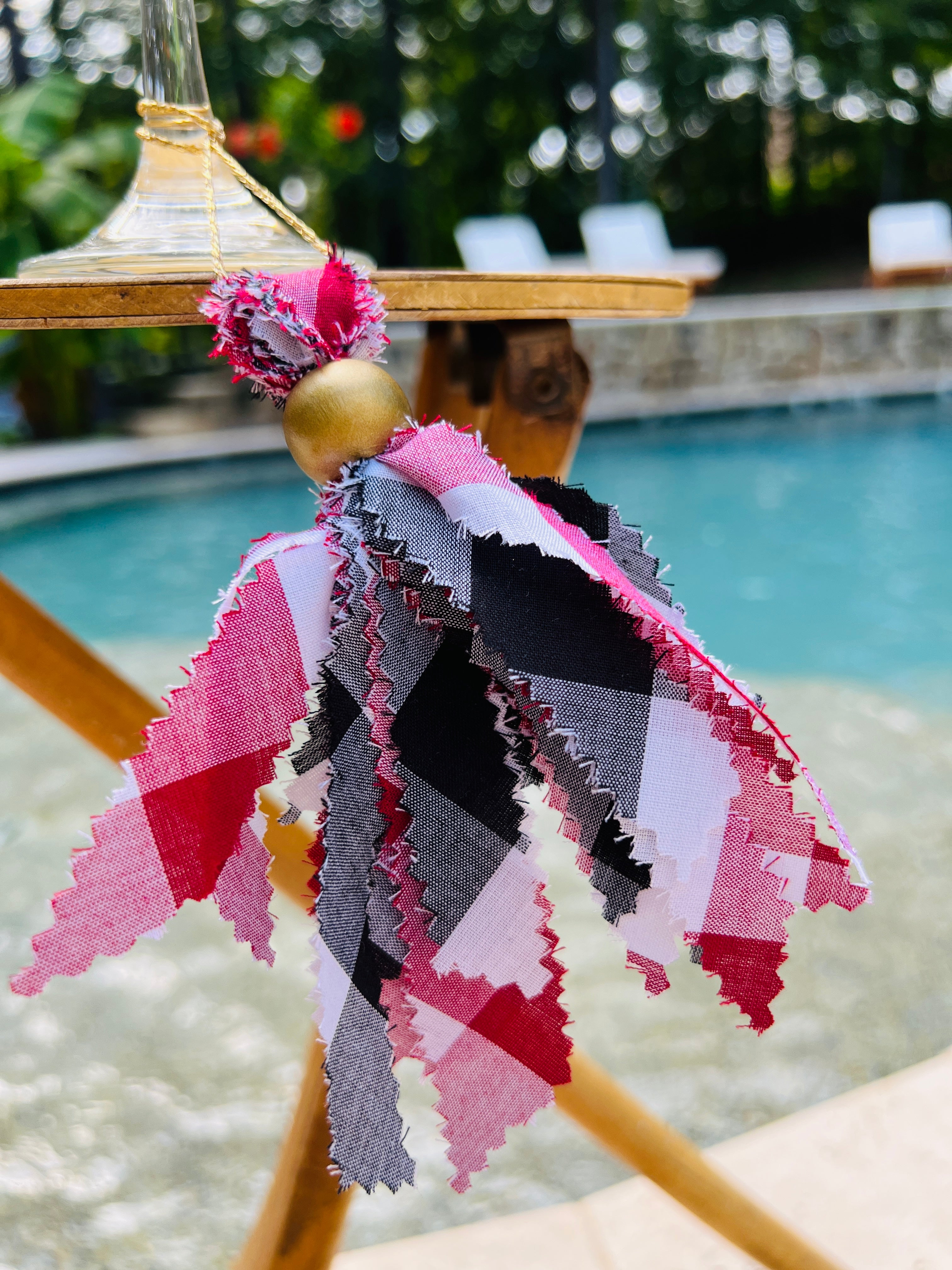 Navy Blue & White Tassels