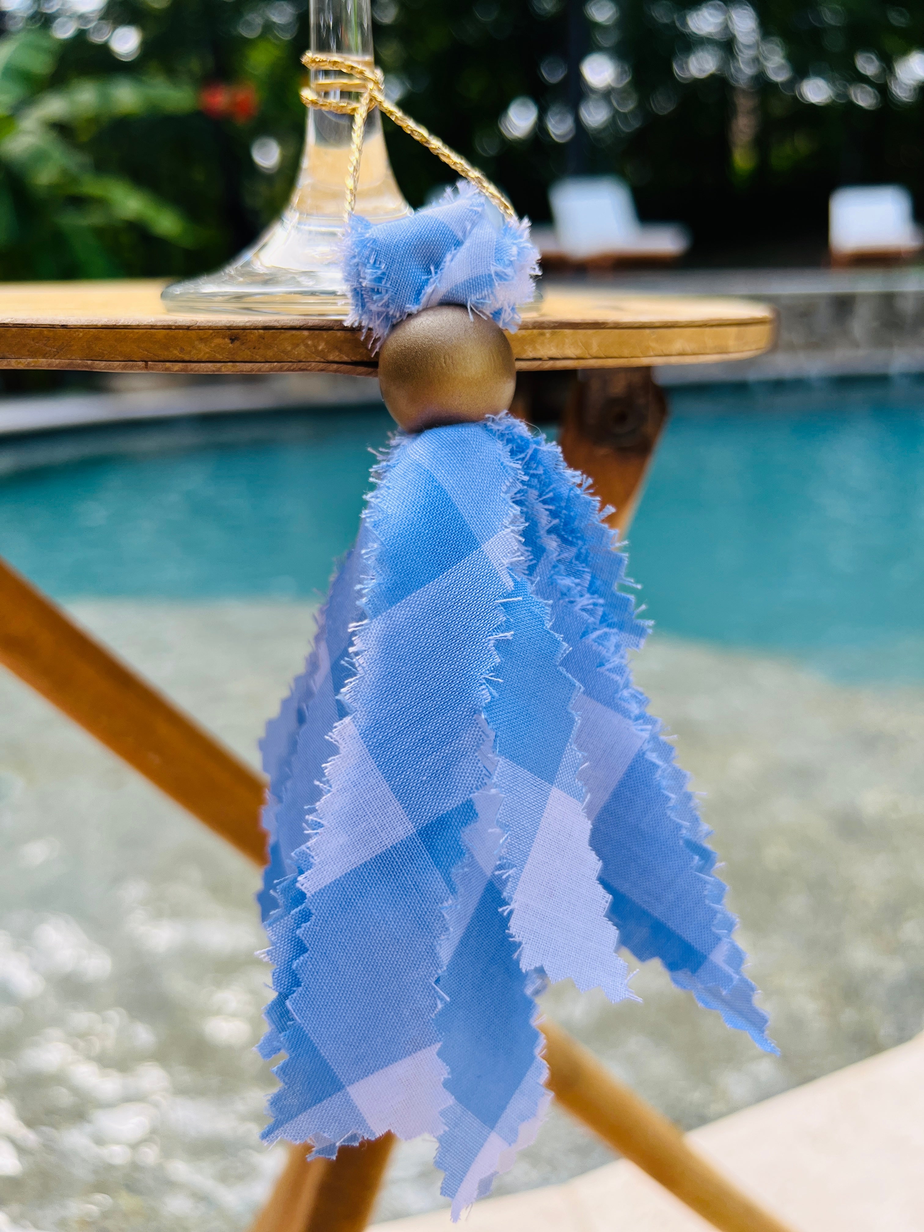 Navy Blue & White Tassels