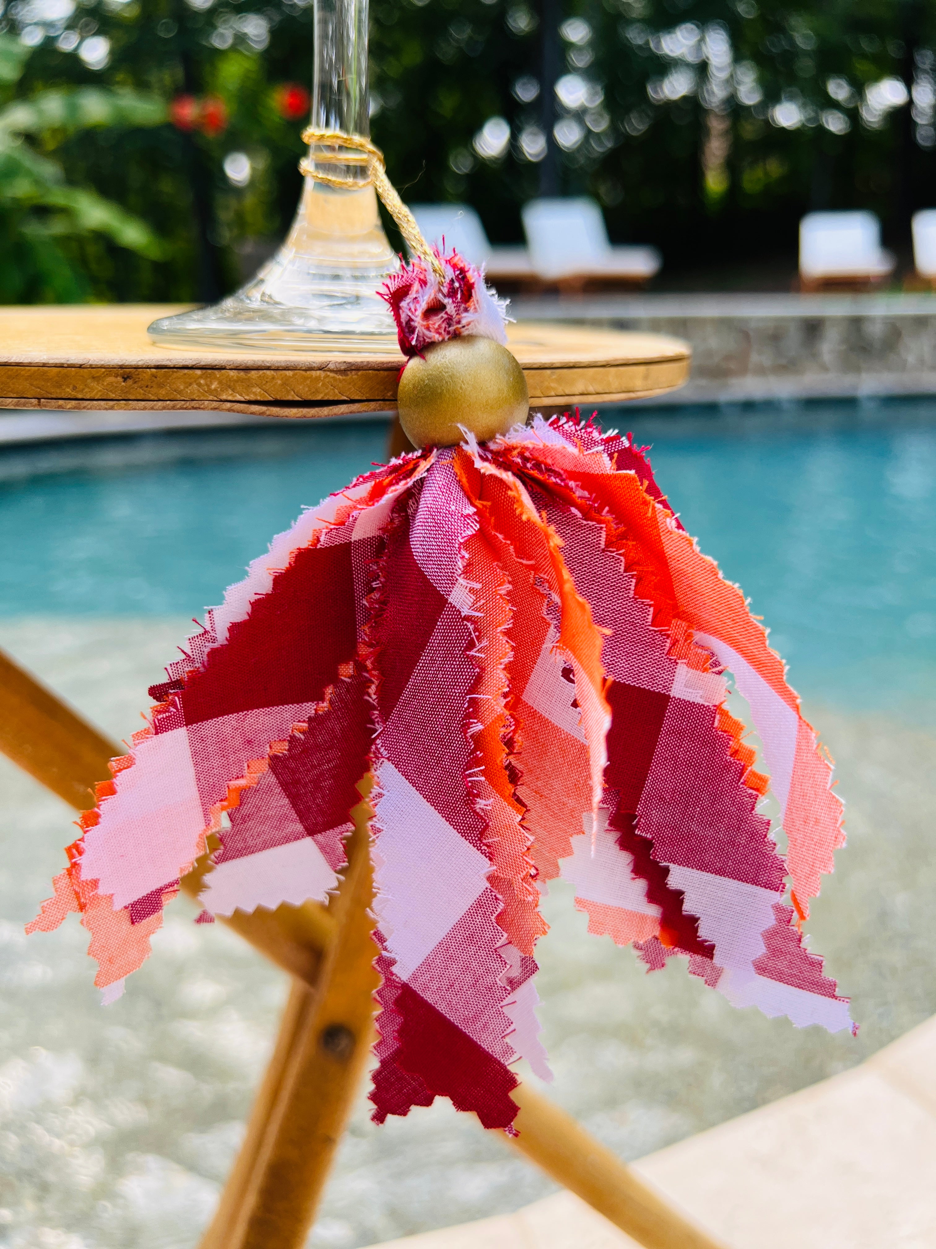 Navy Blue & White Tassels