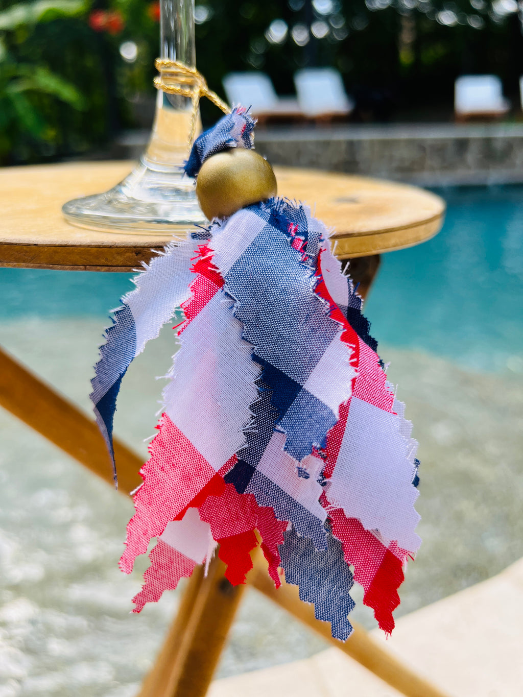 Navy Blue & White Tassels