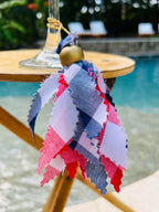 Navy Blue & White Tassels