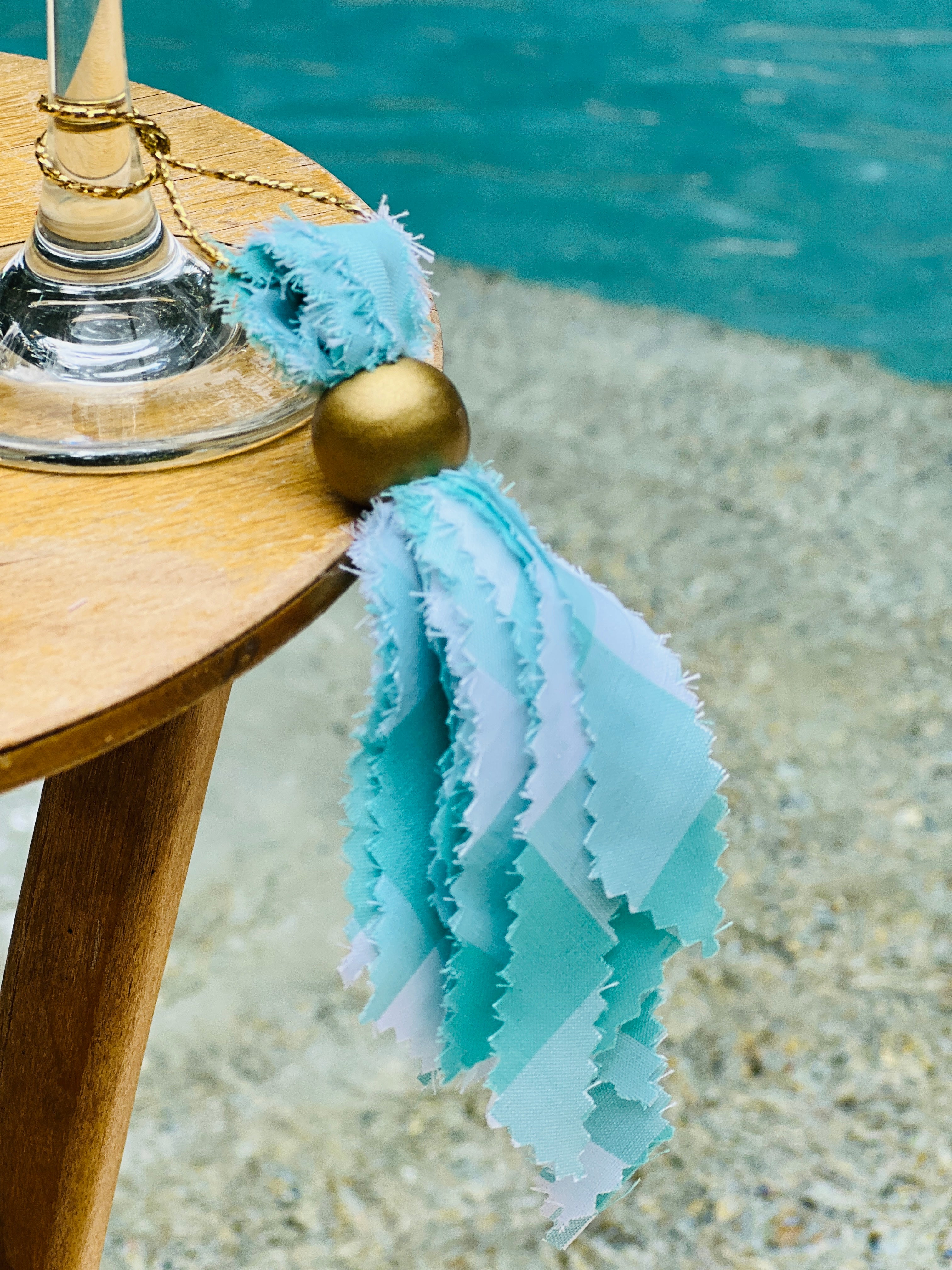 Tuquoise/Teal & White Tassels