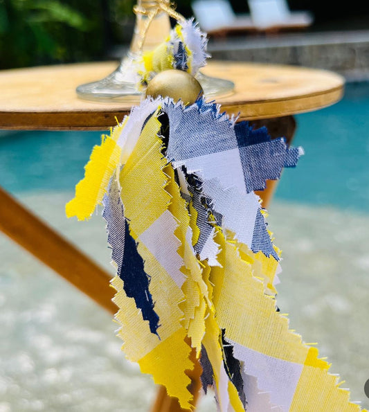 Navy, Yellow & White Tassels