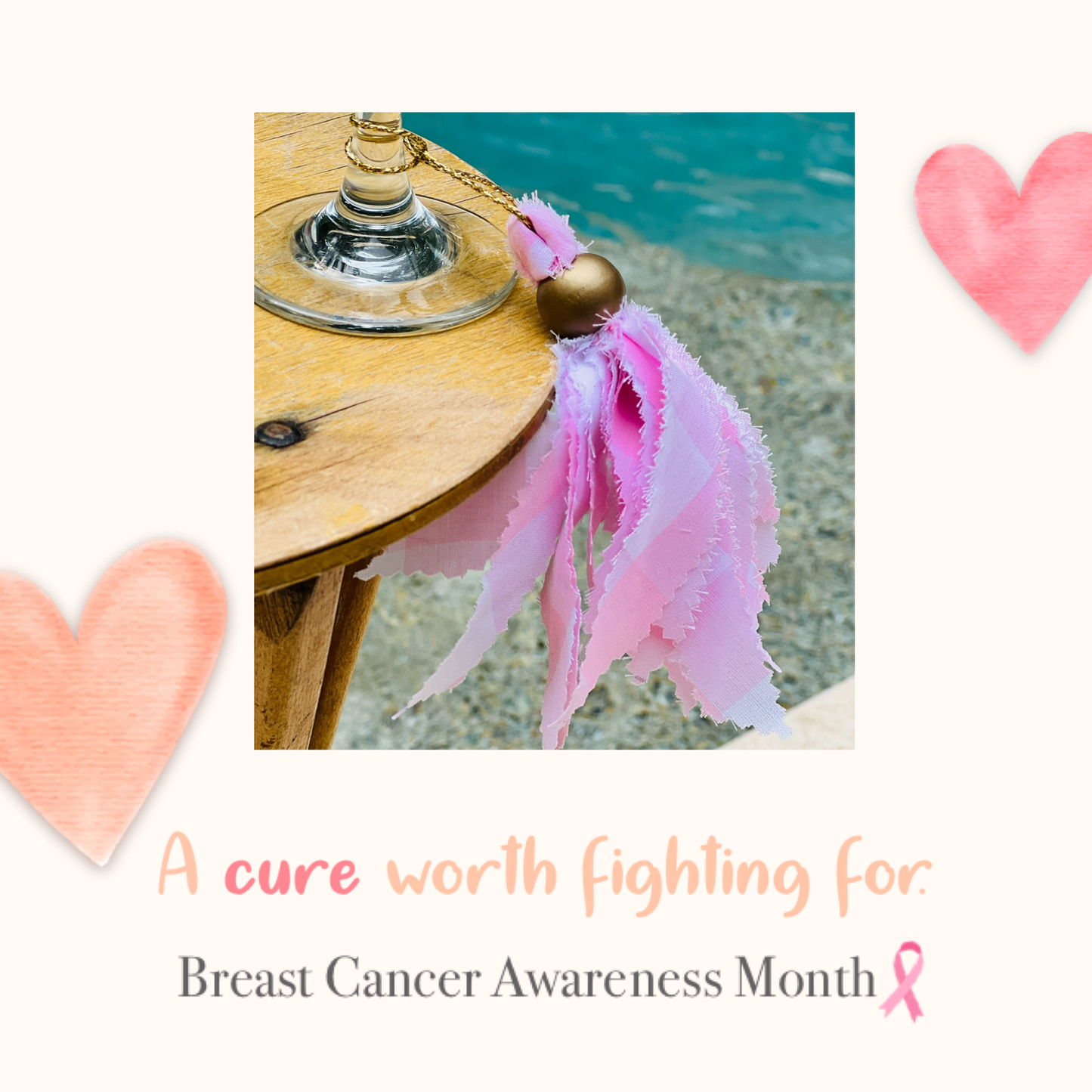 Pink & White Tassel-BREAST CANCER AWARENESS TASSEL